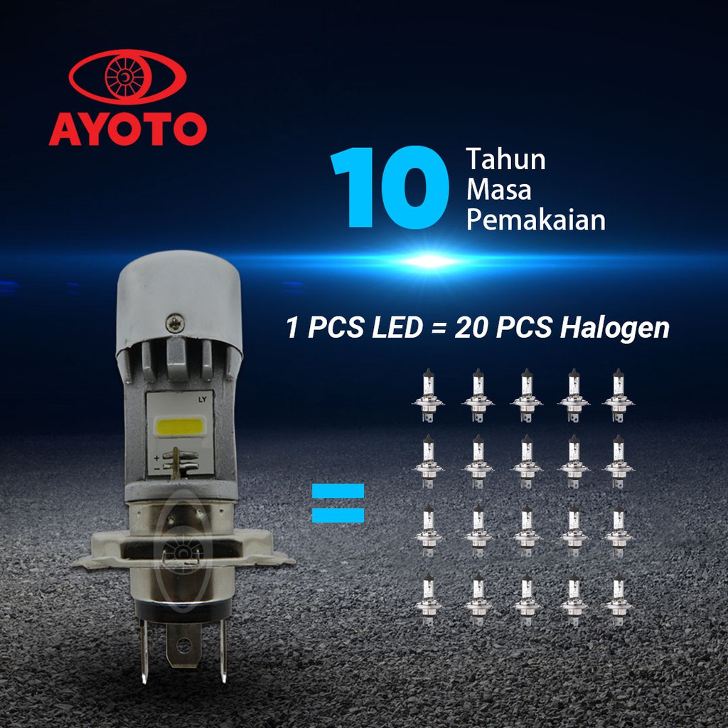 L033 | ORIGINAL AYOTO Lampu Depan LED H4 Motor Byson Vixion R15 KLX Ninja 150 Athlete Bajaj Pulsar