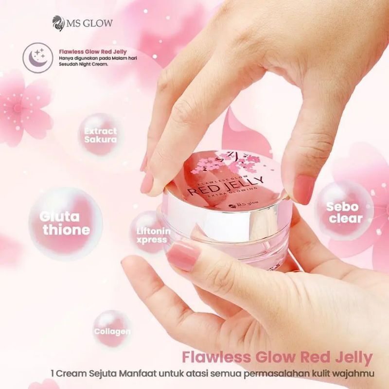 red jelly by ms glow 100% barang ORI TIDAK ORI UANG KEMBALI Fee pouch+kaca+box make up