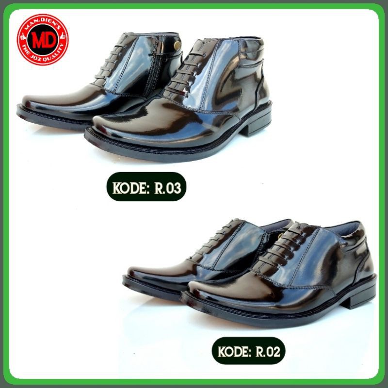 Military.Garage   MANDIENS - Sepatu Pdh Kulit Kilap Kilat Sintetis  PDH Polisi TNI  Sepatu Kerja