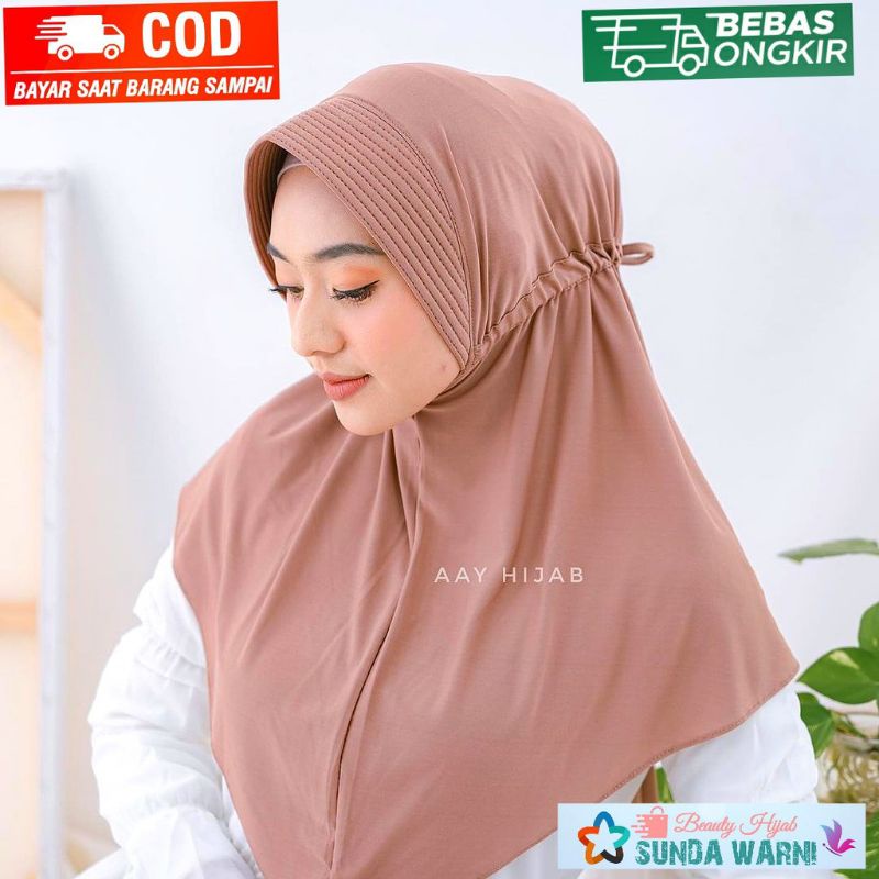 Hijab instan serut Jokowi bahan katun polos