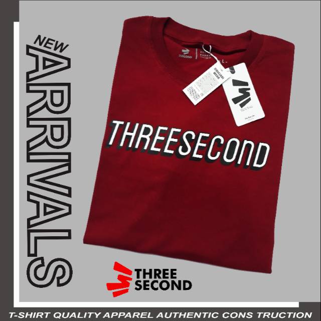 Kaos 3second maroon/kuningkunyit/putih