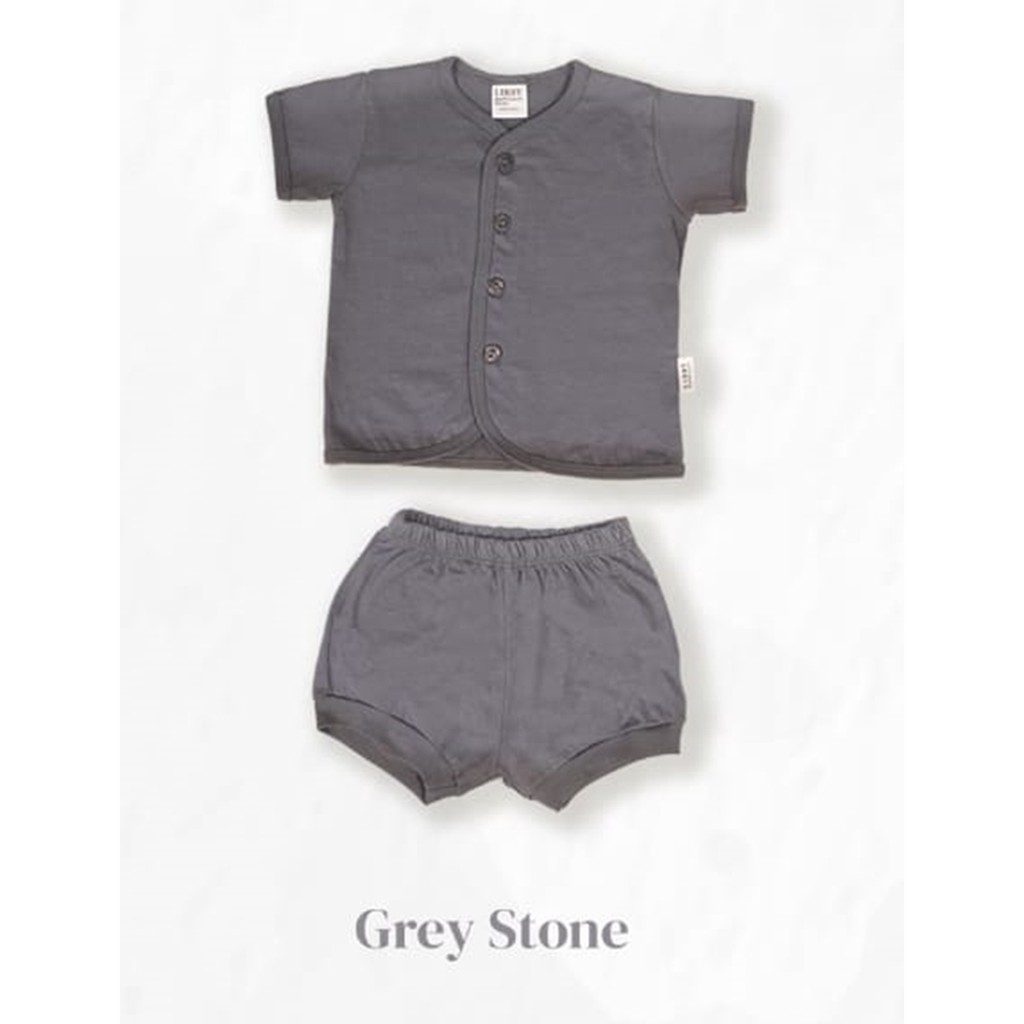 Libby Comfy Set Setelan Pendek / Libby New Born 1 Pasang 0-3 3-6 6-12 Bulan / Libby Baby / Baju Bayi-Stone Gray