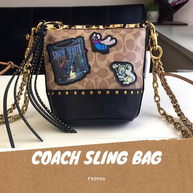 Coach 32760 Disney Snow White Black Leather Crossbody Purse Handbag For