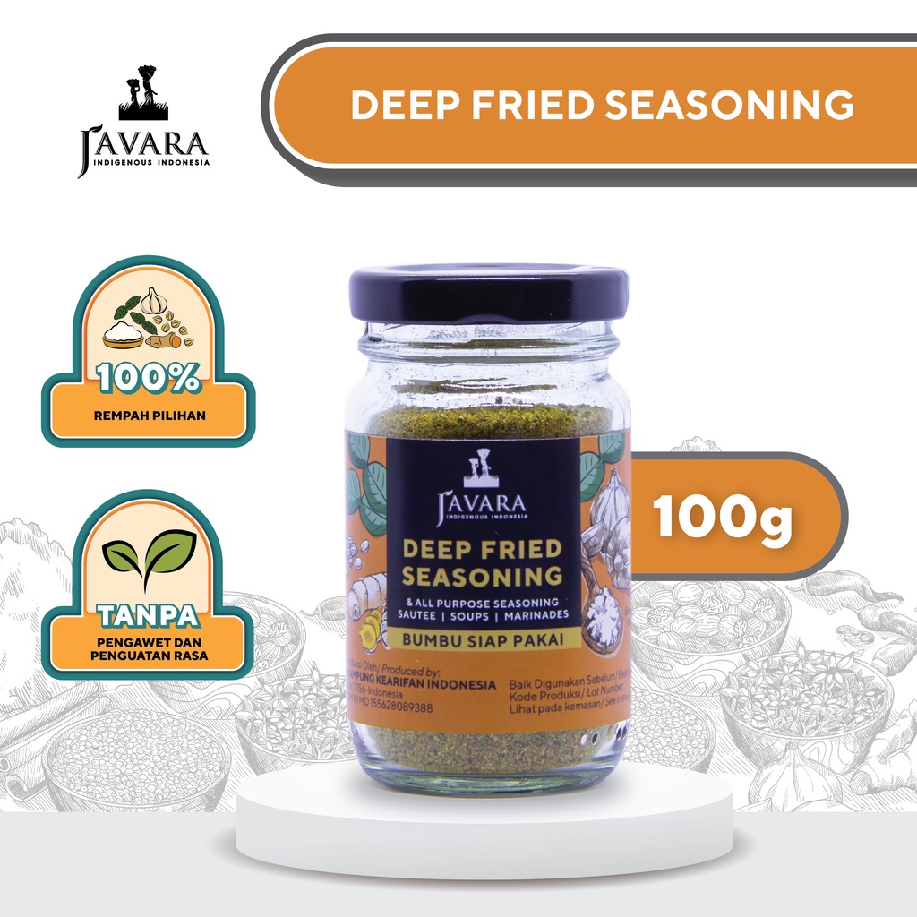 

Javara Deep Fried Seasoning 60g - Bumbu Serbaguna Bumbu Marinasi Tanpa Bahan Pengawt
