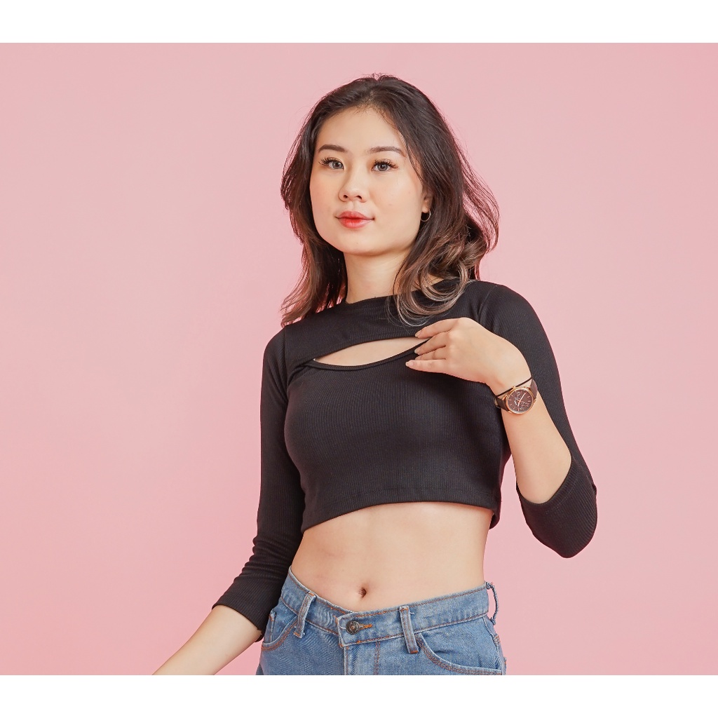 MODAVIE - KARA Longsleeve Baju Atasan Crop Top Lengan Panjang Crop Tee Korea