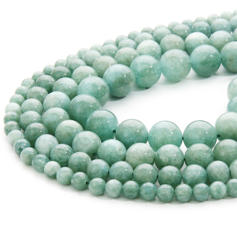 38 Cm 6-12 Mm 32-65 simulasi Burma Jade Hijau Massal Bulat Batu Manik-manik untuk Membuat Perhiasan DIY Gelang Kalung Aksesoris