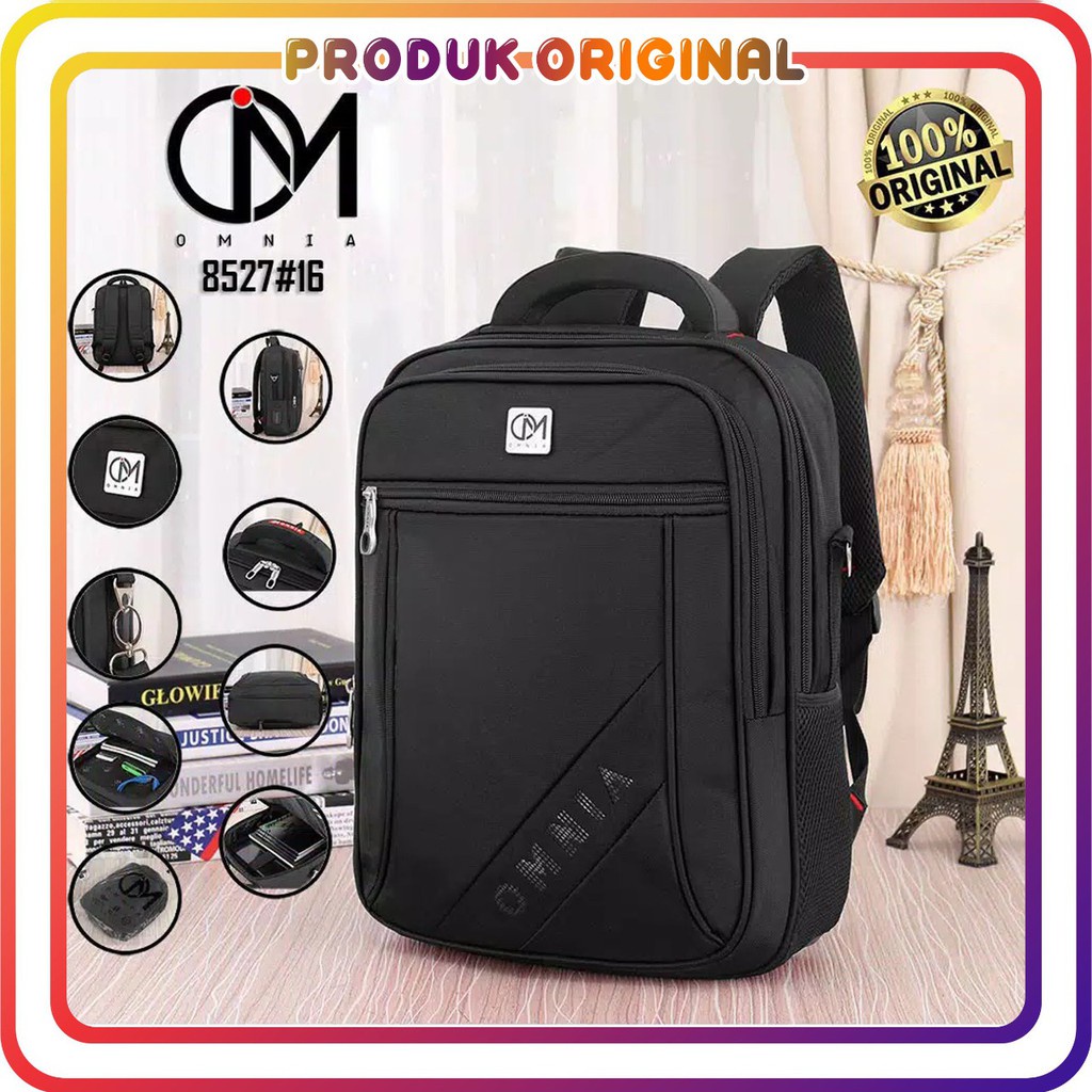 Tas Punggung Pria Bisa COD ORIGINAL OMNIA seri 8527 16 usb free rain cover ransel pria Backpack Seko
