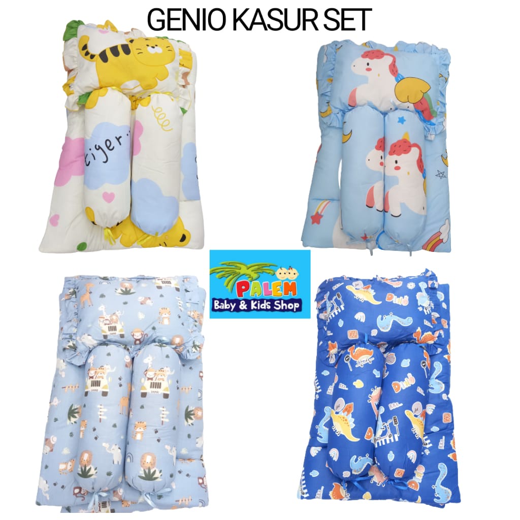 Genio Kasur set Bayi Bahan Dacron  Motif Campur + 1 bantal &amp; 2 guling ukuran 90x70cm