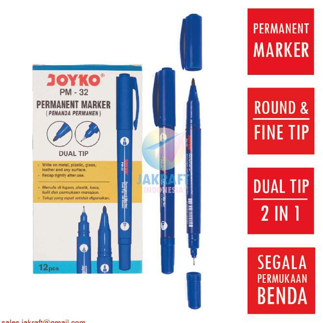 

Spidol Permanen Biru Joyko 2 In 1 Blue Permanent Marker Pm-32 Best Seller