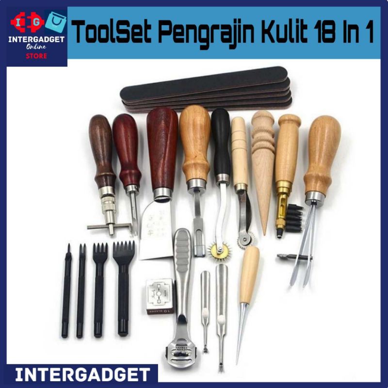 

Peralatan Seni DIY Kulit 18in1 Leather Craft Stitching Tool Set
