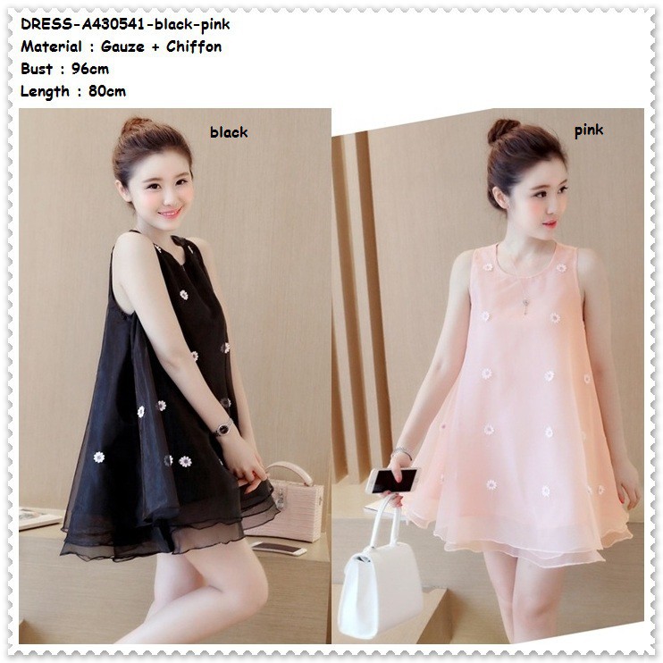 Pink Black Mini Dress Gaun Pesta Party Tutu Wanita Dewasa Baju Korea Import