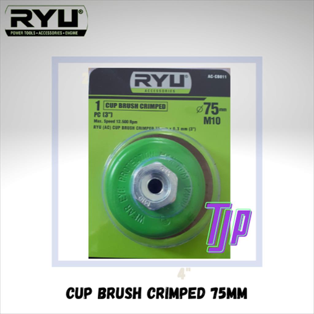 RYU CUP BRUSH CRIMPED 3&quot;  75 mm x 0.3 mm SIKAT KAWAT LURUS