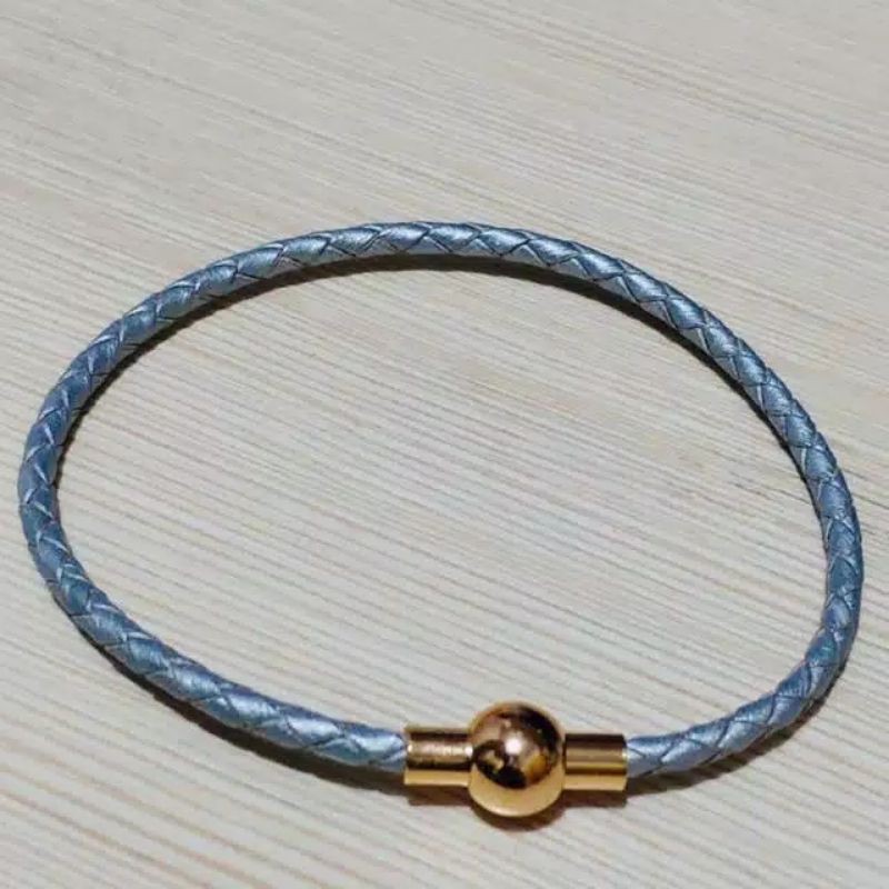 gelang tali kulit kuncian magnet