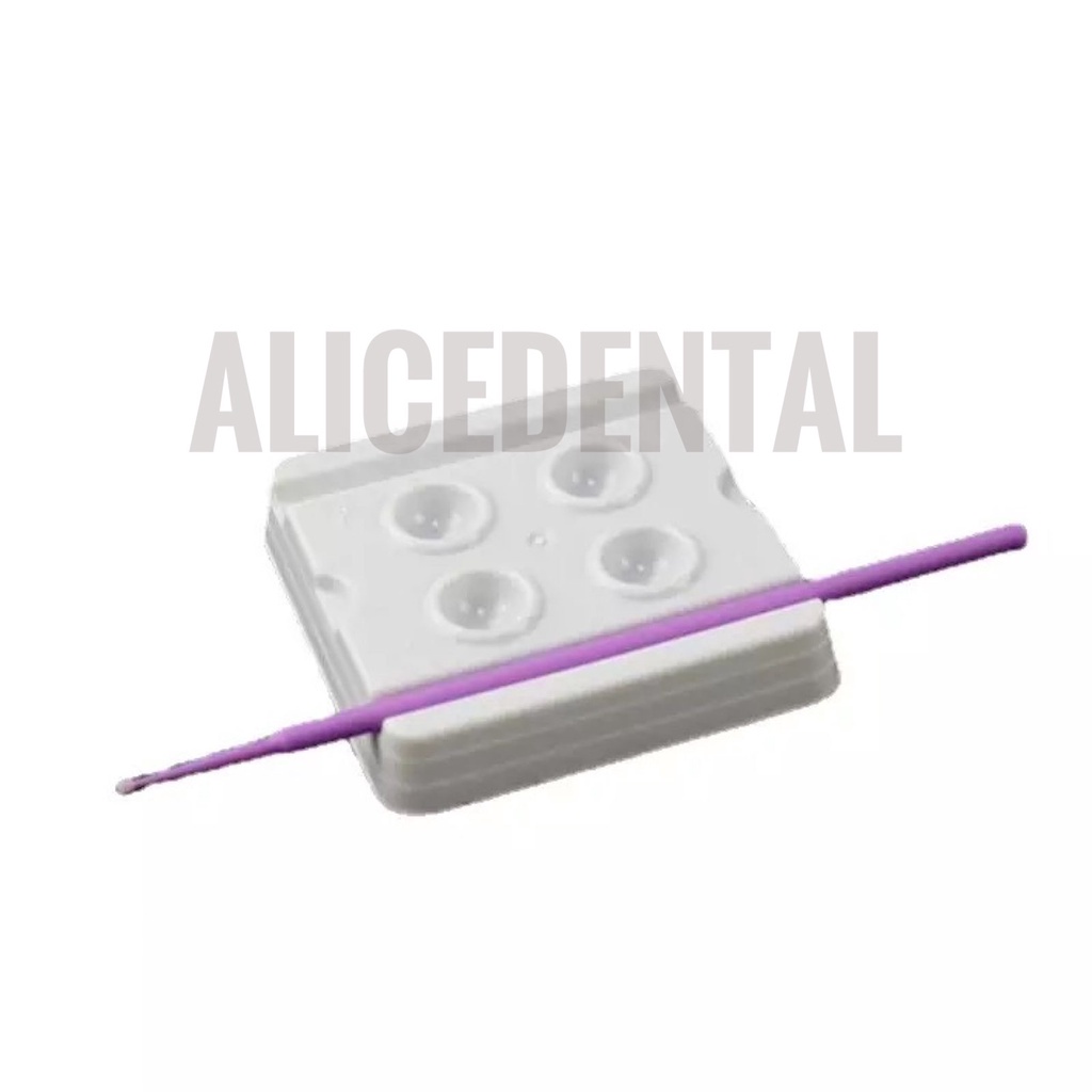 Dental mixing bonding container tray kotak plastik wadah tempat bonding lem ortho microbrush 2 holes 4 lubang microbrush