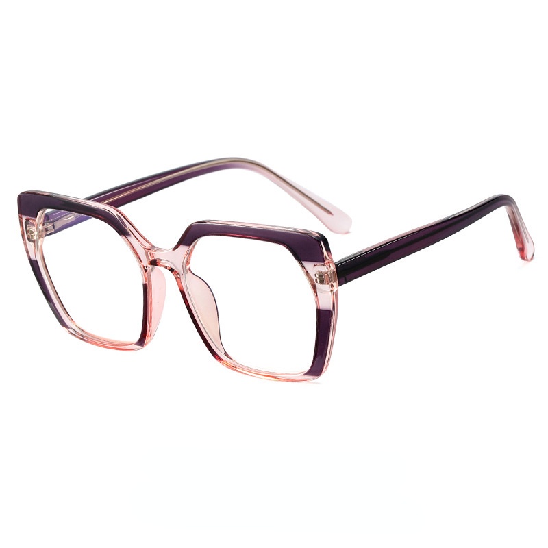 (YUZHU) Mode Baru Two Tone Bingkai Persegi Anti Cahaya Biru Kacamata Vintage Fashion Design Sense Eyeglasses Wanita