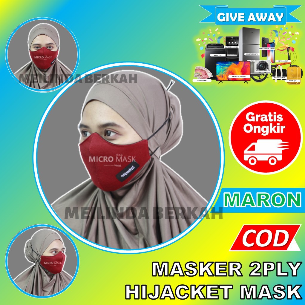 MASKER HIJAB / MASKER JILBAB / MASKER MOTOR / MASKER KAIN / MASKER 2 PLY / MASKER HIJACKET MAROON