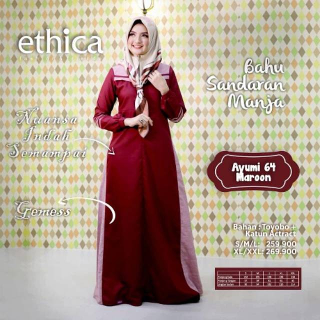 GAMIS AYUMI 64 MAROON &amp; COKLAT  II ETHICA