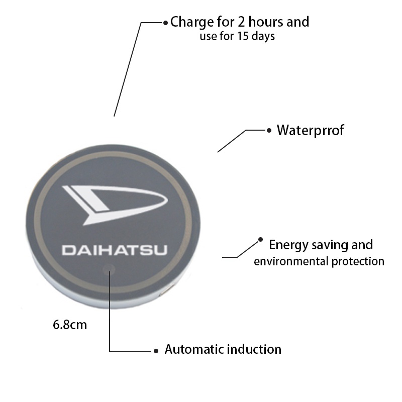 Tatakan Gelas / Botol Minum Dengan Lampu Led 7 Warna + Port Charger USB Untuk Mobil Daihatsu Rocky Taruna Ayla Xenia Ceria