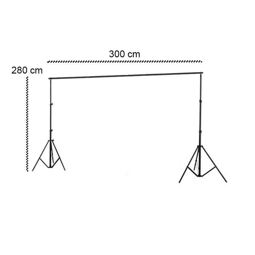 TaffSTUDIO Tripod T-Shaped Bracket Stand Backdrop Foto Studio Background Frame 280 x 300 cm - DD-112 - Black