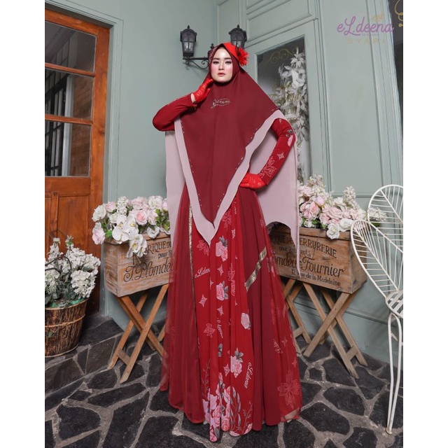 ZAMORA GAMIS SET SYARI BY ELDEENA / gamis setelan 2022    / GAMIS SYARI PLUS KHIMAR CERUTY UKURAN AL