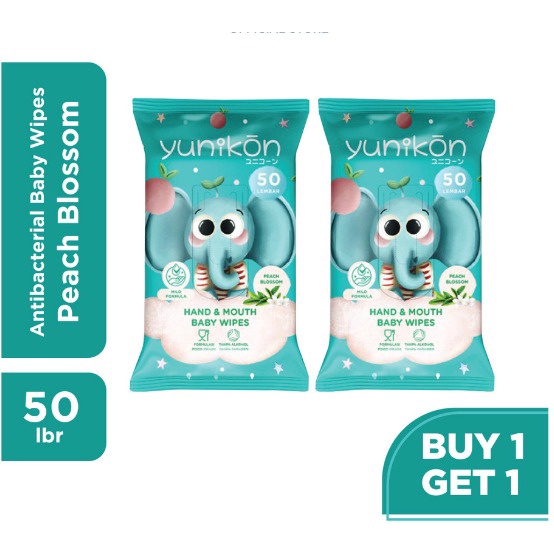 Yunikon Hand and Mouth Baby Wipes 50s BUY1GET1