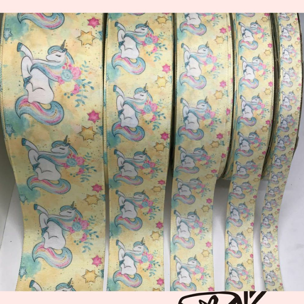 1 Yard  - PITA KADO  HAMPERS BAHAN JEPIT BANDO  MOTIF KUDA UNICORN  | PITA GROSGRAIN