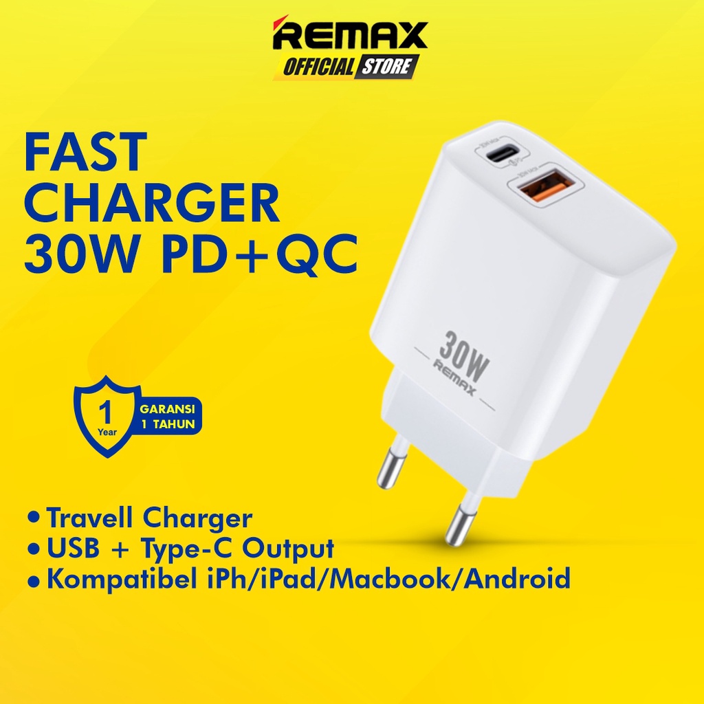 Remax Remine Charger Adapter Fast Charging 30W Dual Port RP-U82