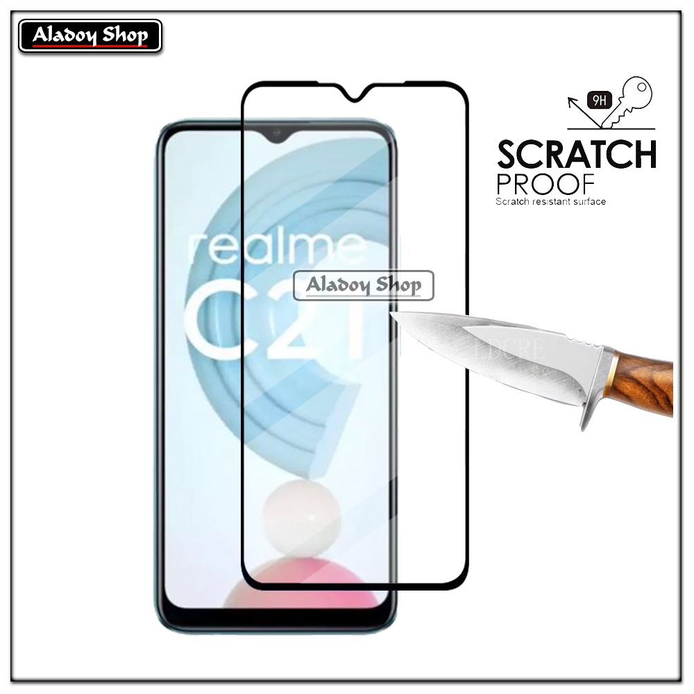 PAKET 2 IN 1 Tempered Glass Layar Realme C21 2021 Anti Gores Layar Free Tempered Glass Camera