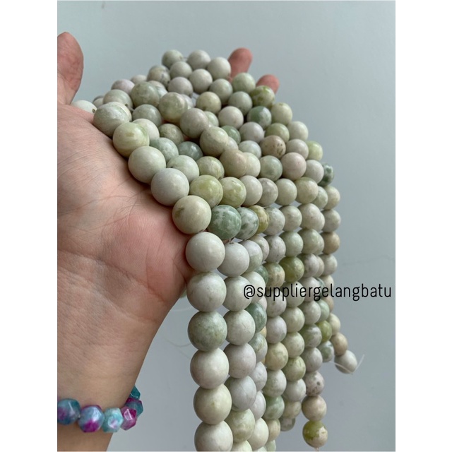 batu green yaspis 14mm natural hijau putih bahan fashion gelang kalung anting strap mask kerajinan tangan craft citayam fashion week etink vintage elegan bali manik crystal perhiasan