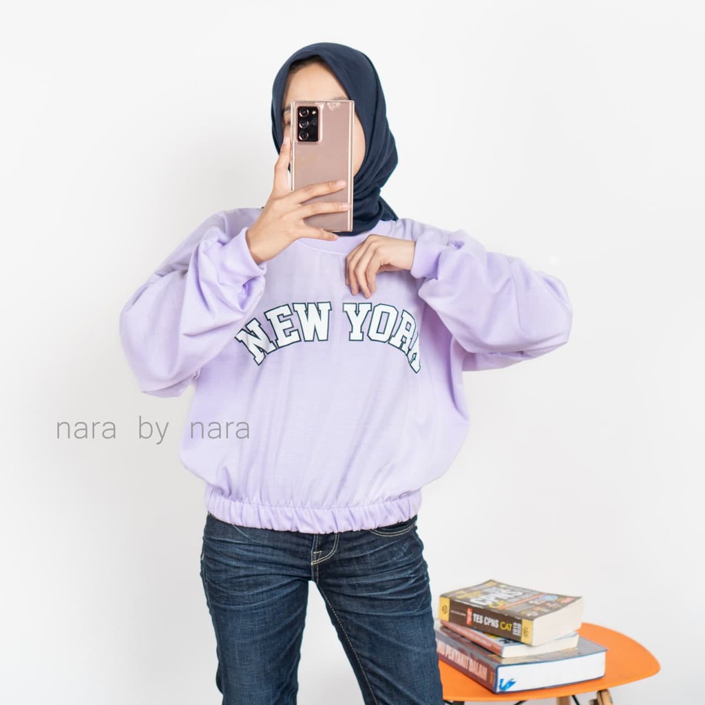 Nara Grosir - New York Crop | Fashion Terkini | Sweater Termurah