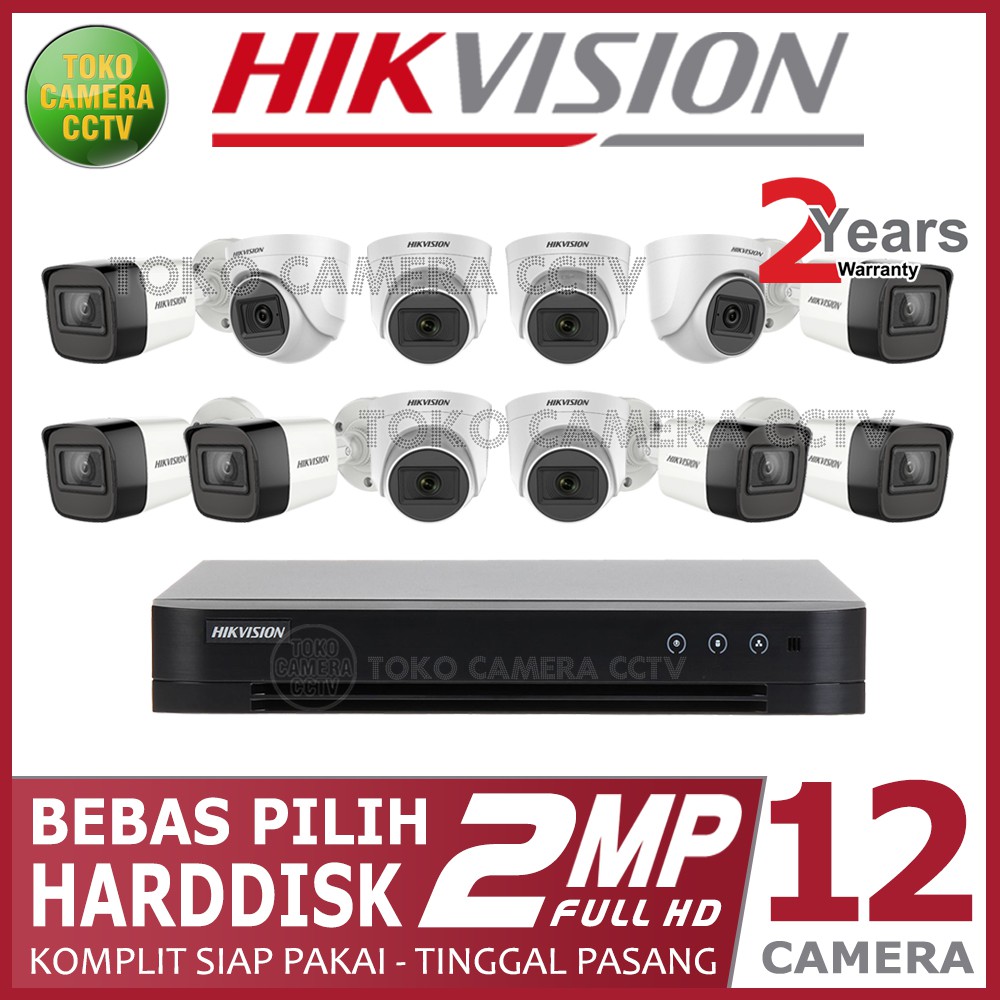 PAKET CCTV HIKVISION 2MP 16 CHANNEL 12 KAMERA