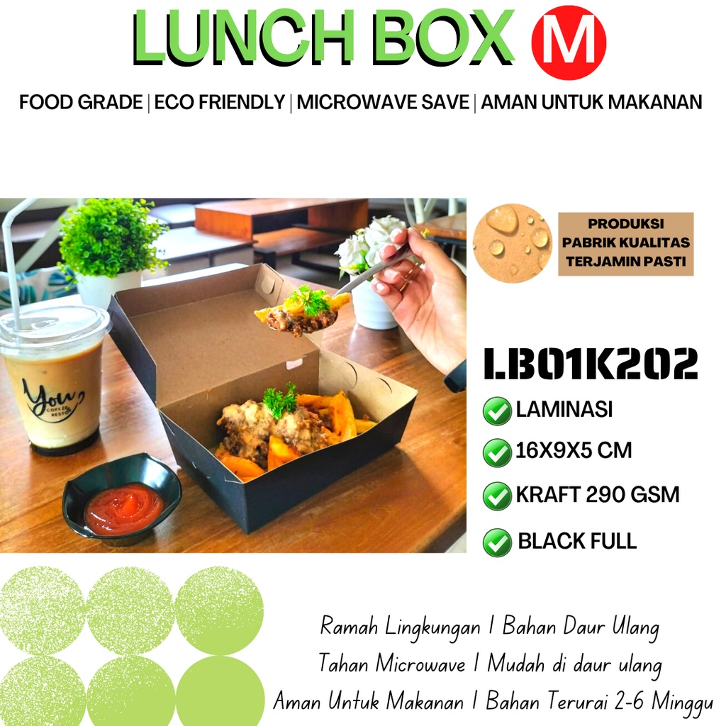 Paper Lunch Box Medium Lunchbox Set (LB1K22-16X9X5 Cm)