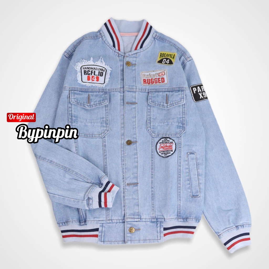 COD Jaket Jeans Bomber Pria Terbaru / Jaket Bomber Jeans Rocafela / Jaket Bomber Jeans Pria / Jaket 