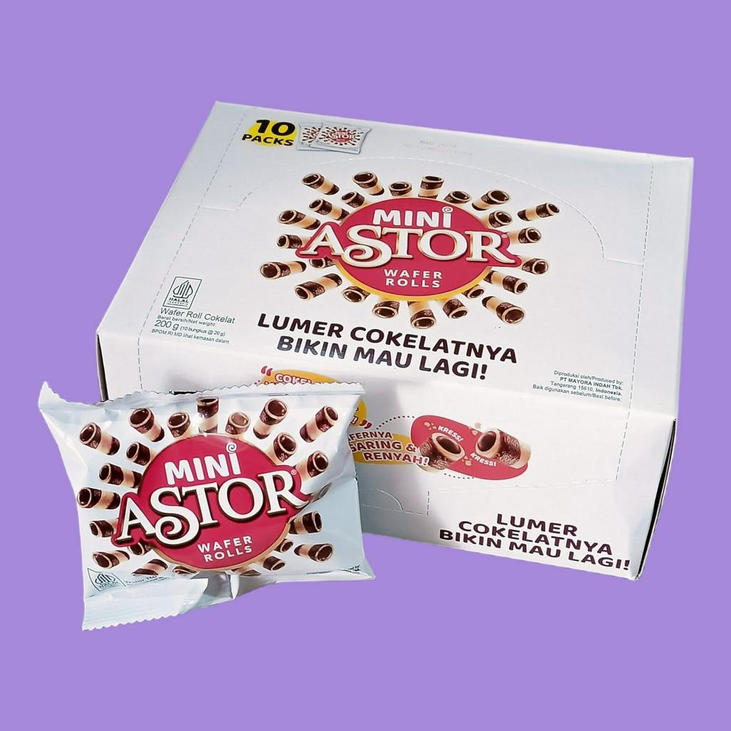 

1 Box - Astor Mini Coklat Wafer Rolls 20gr (10 sachet)