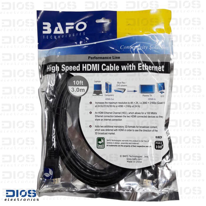 Kabel HDTV Bafo 3 meter high speed v2.0 / CABLE hdTV to hdTV 3M BAFO