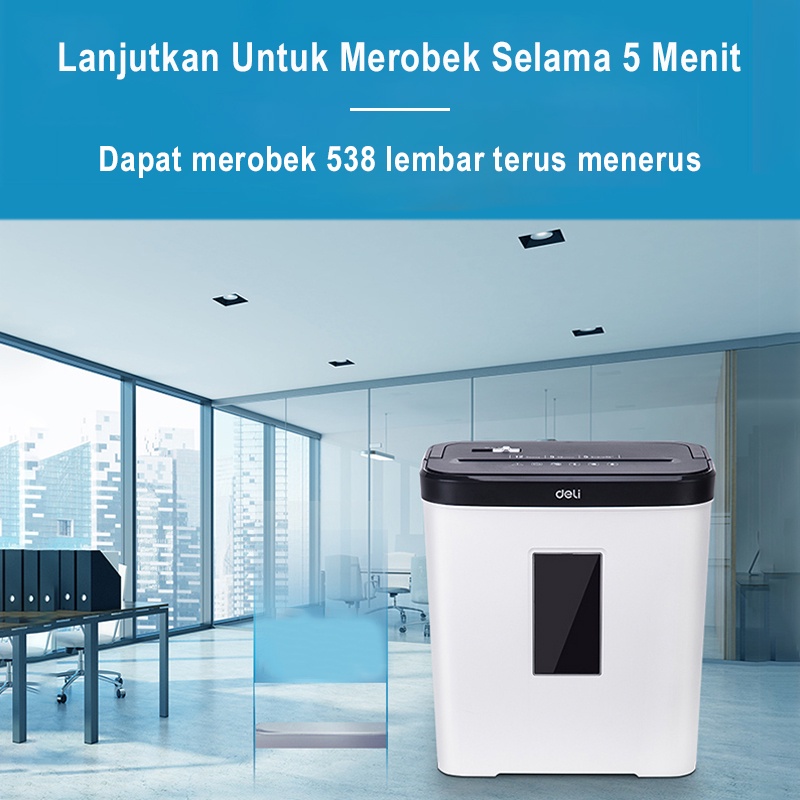 Deli Mesin Penghancur Kertas Elektrik 1 Tahun Umpan Otomatis Alat Penghancur Kertas Cakram Kartu Pisau Baja Nitrida 12L A4 5 Lembar Penghancur Kertas Paper Shredder