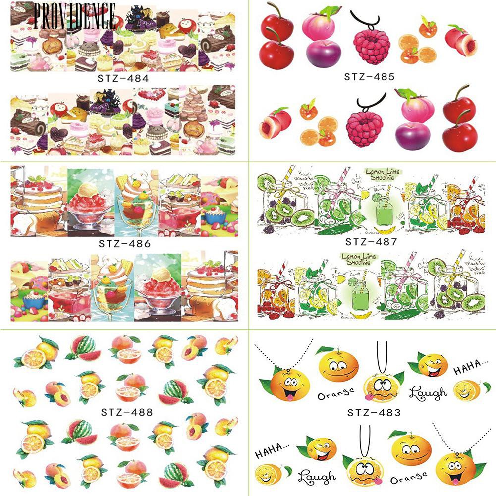 [Bayar Di Tempat] 18 Lembar Kue Es Krim Buah Colorful Transfer Air Nail Art Decal Stiker