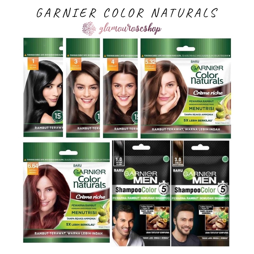 ❤️Glamouroseshop❤️ Garnier Color Naturals Sachet Garnier Ultra Color Pewarna Rambut Cat Rambut Semir  Garnier Men Shampoo Sachet