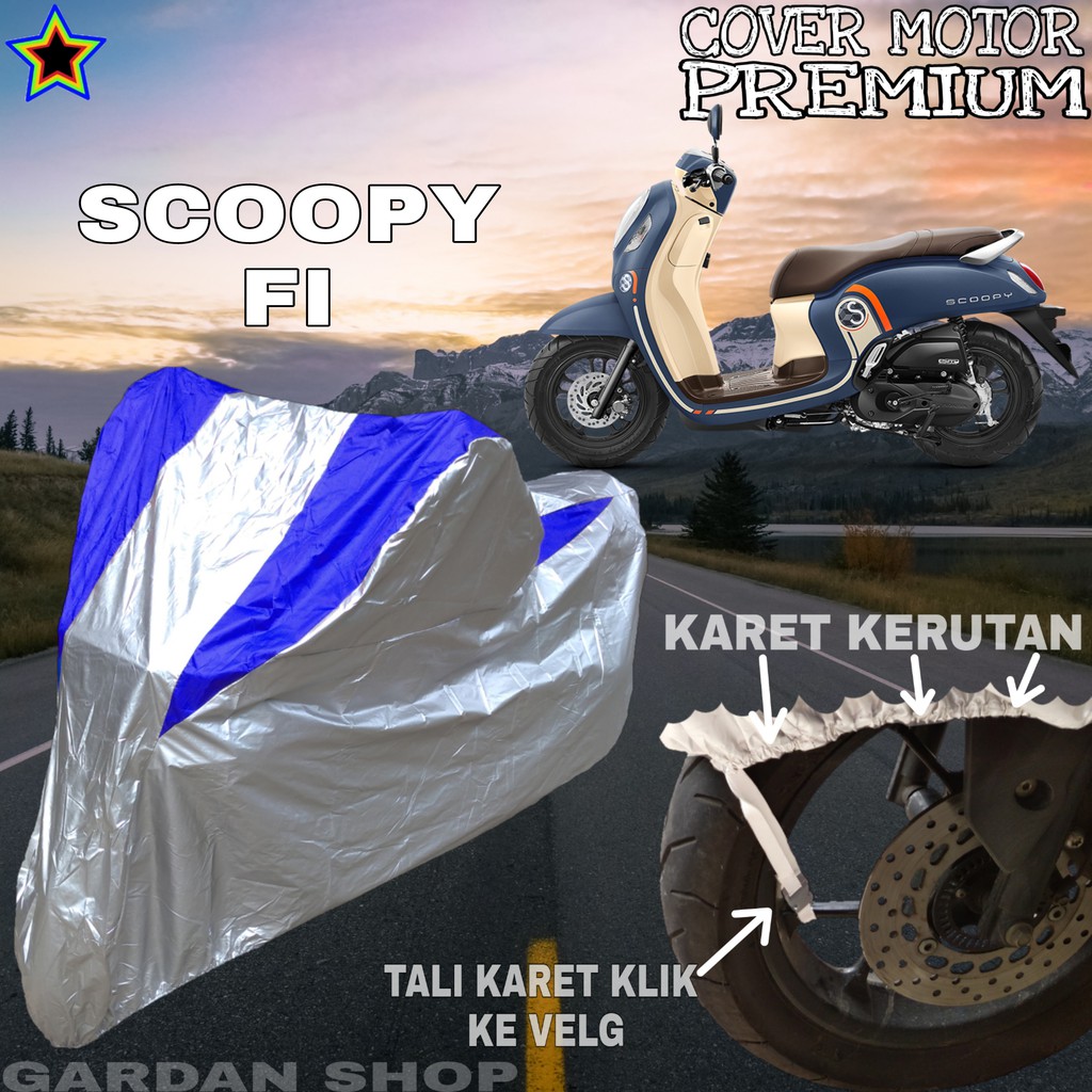 Sarung Motor SCOOPY FI Silver BIRU Body Cover Penutup Motor Scoopy Fi PREMIUM