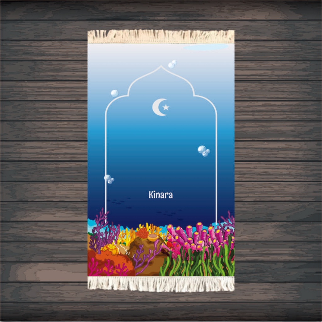 Sajadah Anak Premium Grade Free Custom Nama Exlusive Printed, Antislip dan Bisa Lapis Busa-Coral
