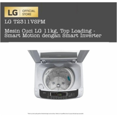 LG Mesin Cuci 1 Tabung 11Kg Smart Inverter T2311VSPM Top Loading T2311