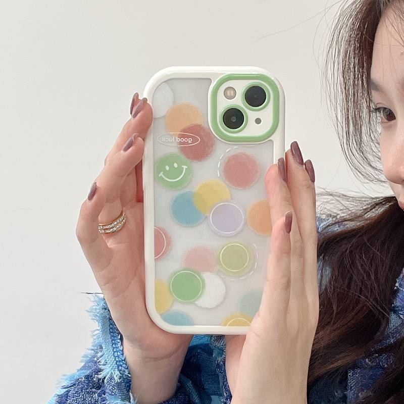 Soft Case Pelindung Kamera Motif Polkadot Untuk IPhone Xr Xs Max Ip 11 12 13 Pro Max