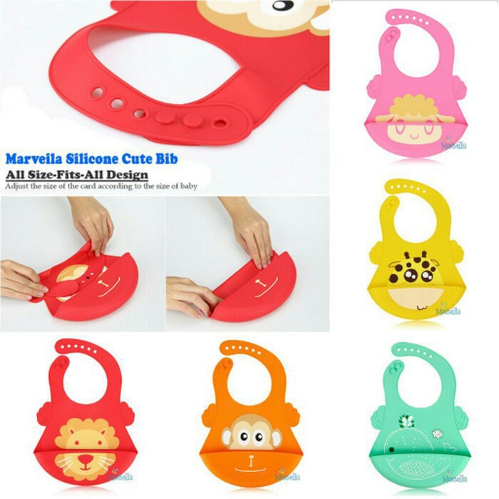 MARVEILA Waterproof Silicone Bib / celemek makan bayi