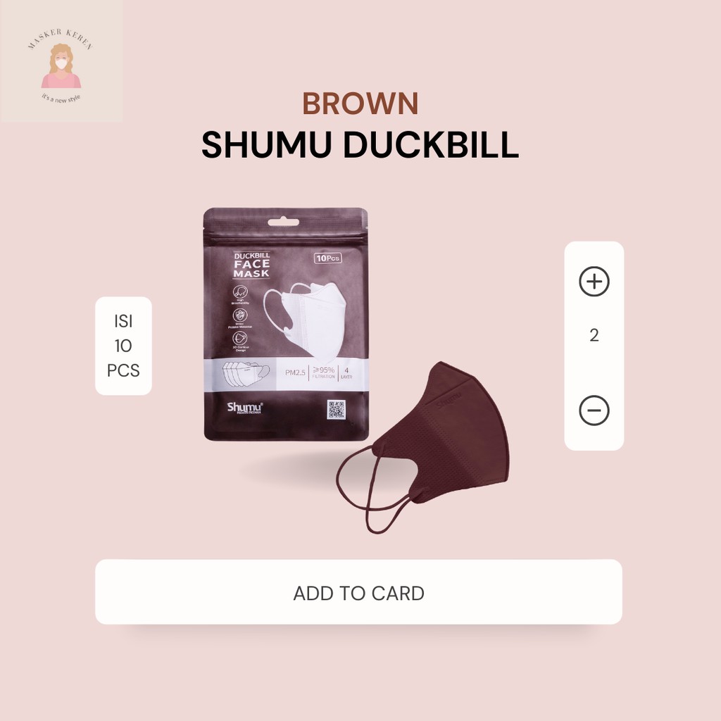 Masker Duckbill Shumu Warna BROWN 4Ply Original Terbaru