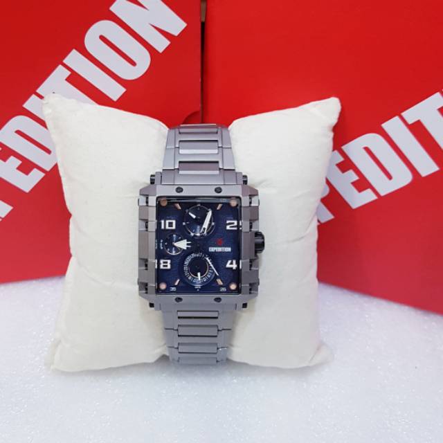 Jam tangan wanita expedition E 6757 titanium plat blue navy original