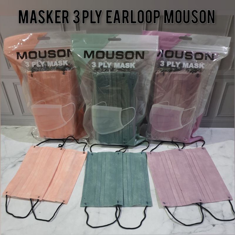 Masker Earloop 3 Ply isi 50 Pcs Warna Nude Disposable Face Mask