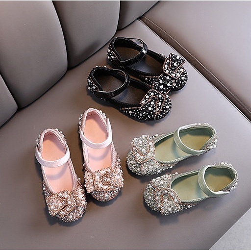 SH19-Sepatu Pesta Anak Perempuan Import Blink Crystal Belt