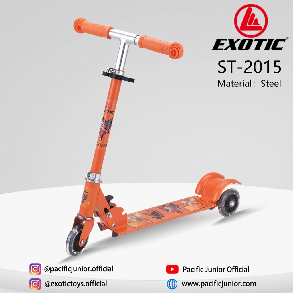 Gojek/Grab Instan Scooter Skuter Anak Otoped Exotic ST2015 Roda 3 Bisa di Lipat By Pacific-Orange
