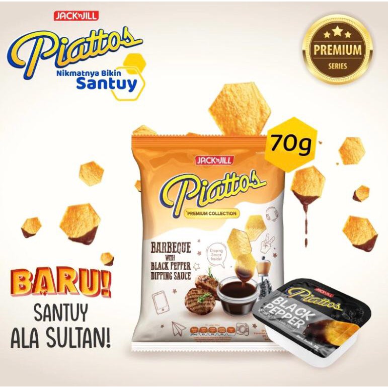 PIATTOS PREMIUM COLLECTION BARBEQUE WITH BLACK PAPPER SAUCE 70G TERBARU MURAH