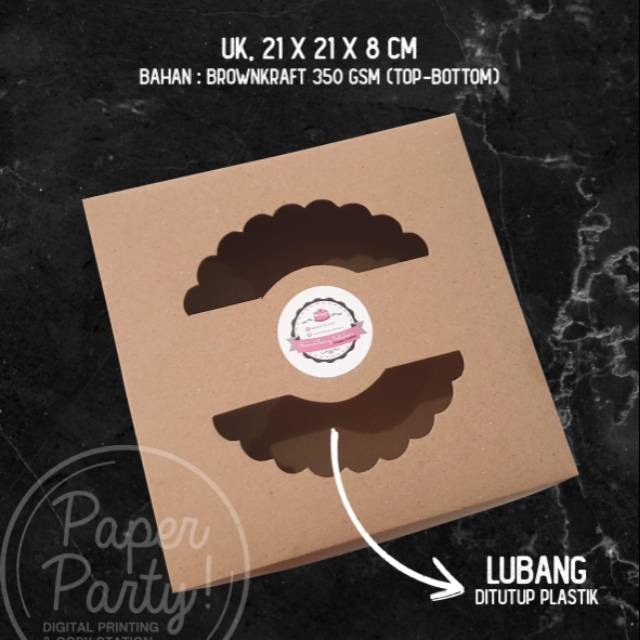 

Box kraft , dus coklat, dus kue, kotak bolu, spongecake motif renda